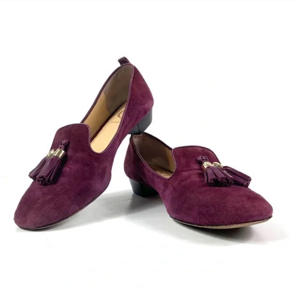 Vero Cuoio Purple Red Suede Slip On Flats with Tasle​​​ - Picture 2 of 15